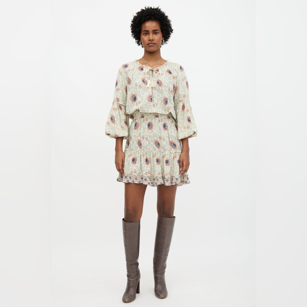Natalie Martin Floral Maggie Mini Dress Size Small Vintage Floral Cream